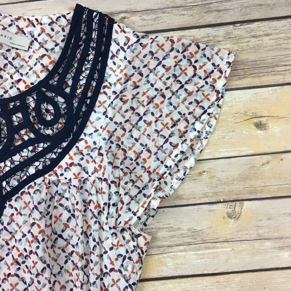 Zara Flutter Sleeve, Multi Color Cotton Dress - image 3